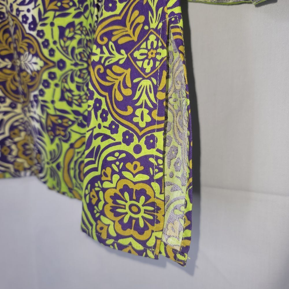 Ecologie Womens L Paisley 100% Linen Tunic Boho Summer Beach Festival Hippie Y2K - Picture 4 of 8